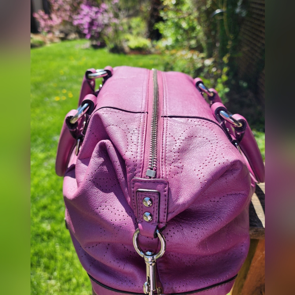 Coach Ashley Pink Leather Convertible Hobo Bag Mauve - Picture 15 of 15